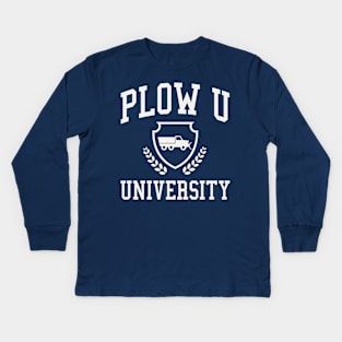 Snow Plow Driver Gift Plow U University Funny Snow Removal Kids Long Sleeve T-Shirt